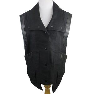 Sandro Linen Vest With Leather Detail Size 36 (S)